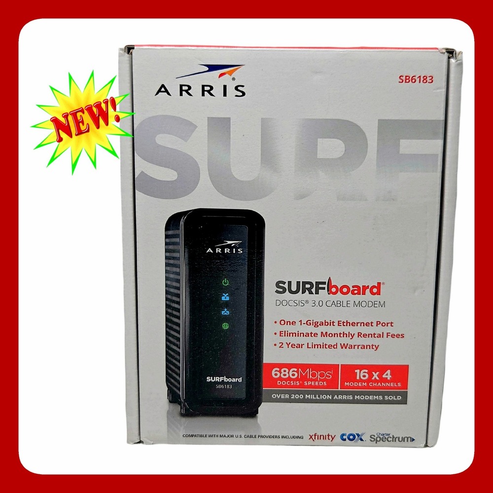 Arris Surfboard SB6183 Tech High-Speed DOCSIS 3.0 Cable Modem White NWT New Box‎
